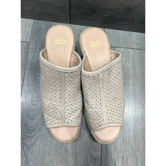 Johnson & Murphy cream perforated wedge slides Cream 8.5 Medium S000102 - Picture 4 of 11